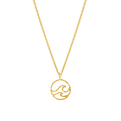 Ocean Wave Hollow Disc Coin Necklace