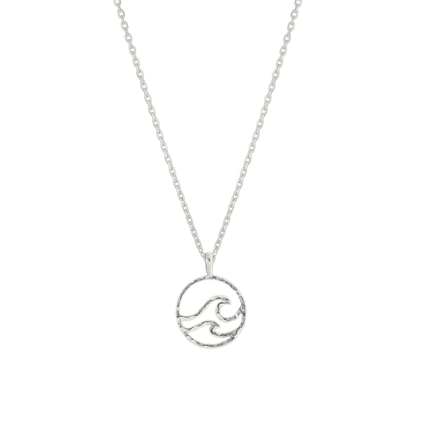 Ocean Wave Hollow Disc Coin Necklace