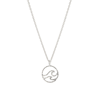Ocean Wave Hollow Disc Coin Necklace