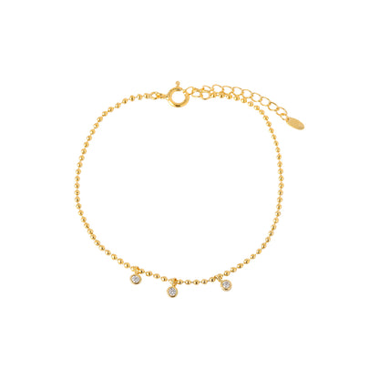 Tiny Dot Ball Chain Bezel CZ Bracelet