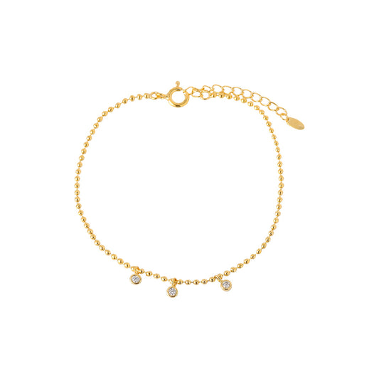 Tiny Dot Ball Chain Bezel CZ Bracelet